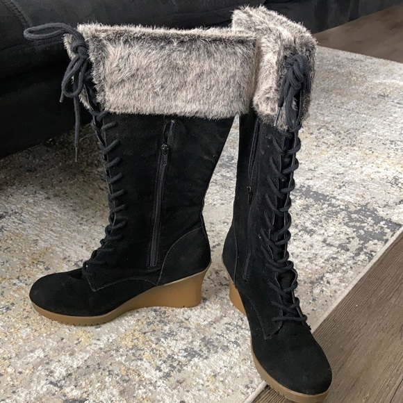 Black Faux Suede Boots | Poshmark